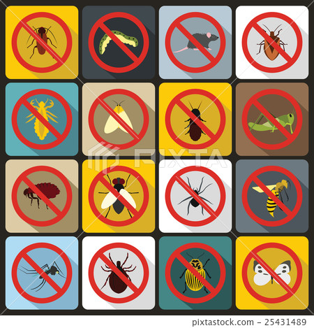 No insect sign icons set, flat style No insect sign icons set, flat style 25431489