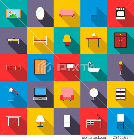 Furniture icons set, flat style Furniture icons set, flat style 25431634