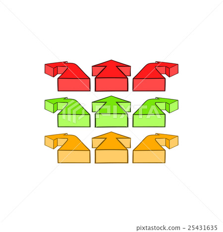 Arrows of different color icon, cartoon style Arrows of different color icon, cartoon style 25431635