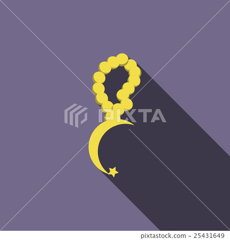 Rosary with a crescent icon, flat style 25431649