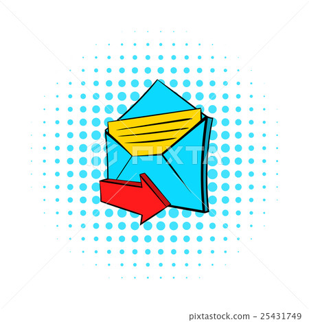 Incoming e-mail icon, pop-art style Incoming e-mail icon, pop-art style 25431749