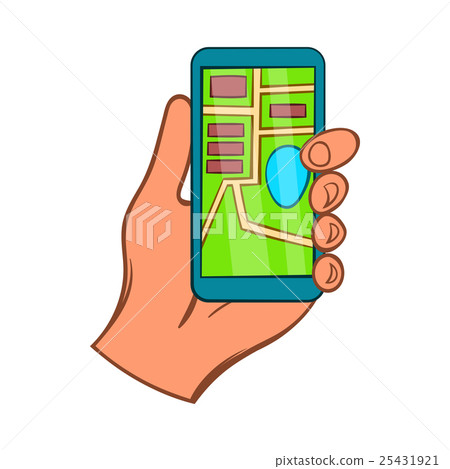 Hand with smartphone GPS navigator icon - Stock Illustration [25431921 ...