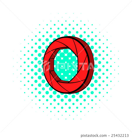 Red camera icon, comics style 25432213