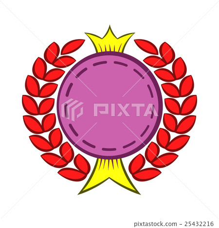 Round Badge With Crown And Laurel Icon - Stock Illustration [25432216 ...