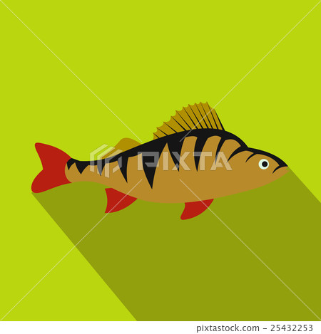 Perch fish icon, flat style - Stock Illustration [25432253] - PIXTA