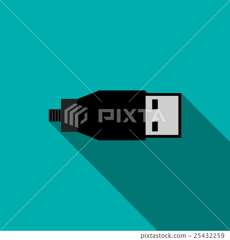 USB cable icon in flat style - Stock Illustration [25432259] - PIXTA