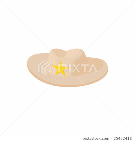 Cowboy hat with star icon, cartoon style 25432418