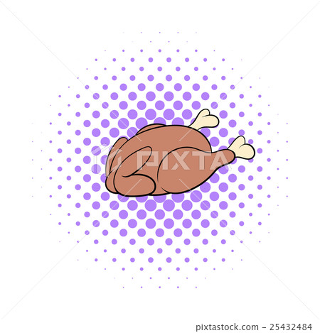 Whole roast chicken icon, comics style Whole roast chicken icon, comics style 25432484