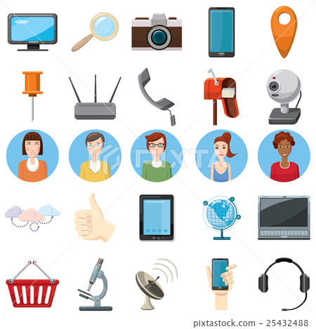 Office equipment icons set, cartoon style Office equipment icons set, cartoon style 25432488