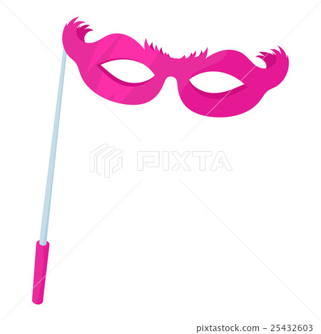 Pink theatrical mask icon, cartoon style 25432603