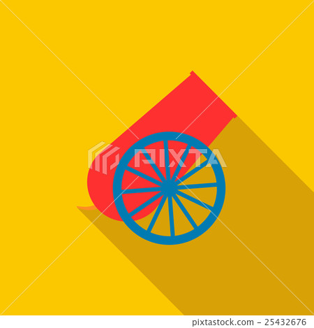 Circus cannon icon, flat style 25432676