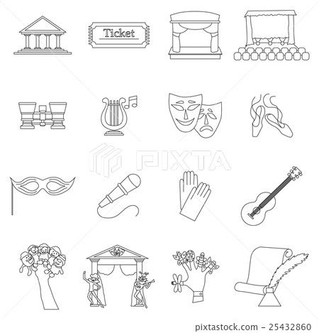 Art Culture icons set, thin line style Art Culture icons set, thin line style 25432860