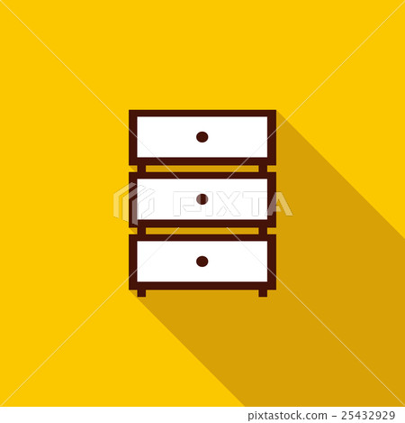 Chest of drawers icon, flat style Chest of drawers icon, flat style 25432929