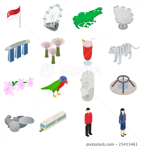 Singapore icons set, isometric 3d style 25433461