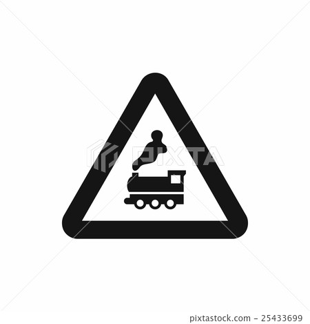 Warning sign railway crossing without barrier icon Warning sign railway crossing without barrier icon 25433699