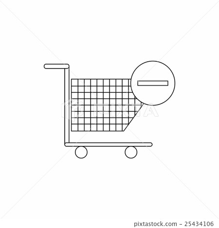 Shopping cart with minus icon, thin line style - Stock Illustration ...