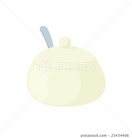 White porcelain sugar bowl icon, cartoon style White porcelain sugar bowl icon, cartoon style 25434406