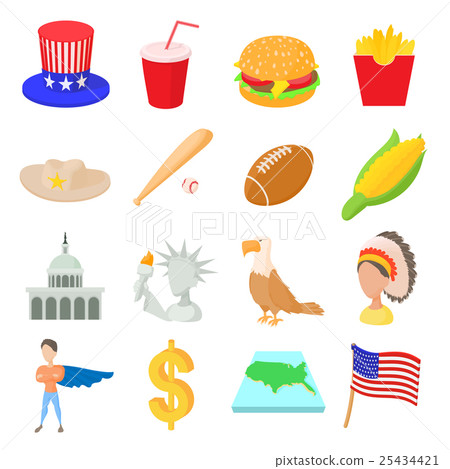 Usa icons set, cartoon style 25434421
