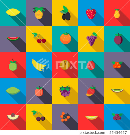 Fresh fruits set icons - Stock Illustration [25434657] - PIXTA