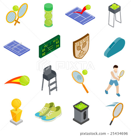 Tennis icons set, isometric 3d style 25434696