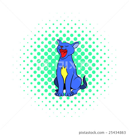 Blue cat icon, comics style 25434863