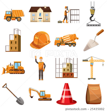 Building icons set, cartoon style 25435002