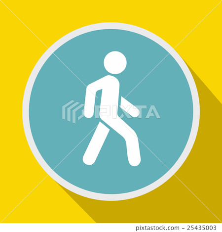 Pedestrians only road sign icon, flat style 25435003