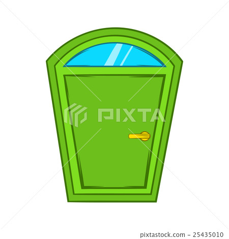 Green arched door icon, cartoon style 25435010