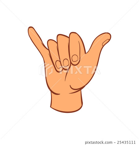 Hang loose hand gesture icon, cartoon style - Stock Illustration ...