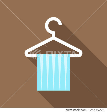Blue scarf on coat hanger icon, flat style Blue scarf on coat hanger icon, flat style 25435273