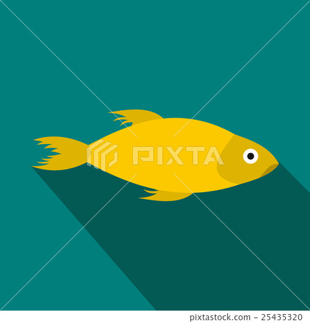 Yellow marine fish icon, flat style 25435320