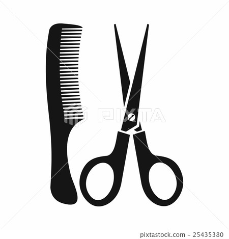 Scissors and comb icon, simple style Scissors and comb icon, simple style 25435380