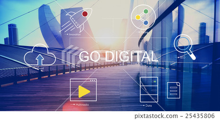 Digital Technology Icons Graphic Concept 25435806