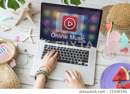 Digital Music Streaming Multimedia Entertainment Online Concept 25436598
