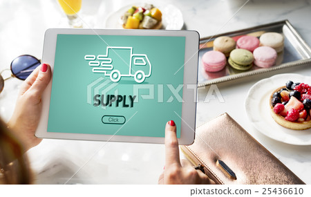 Import Export Shipment Truck Graphic Concept Import Export Shipment Truck Graphic Concept 25436610
