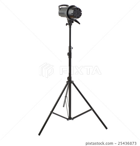 Studio flash on a stand over isolated white Studio flash on a stand over isolated white 25436873