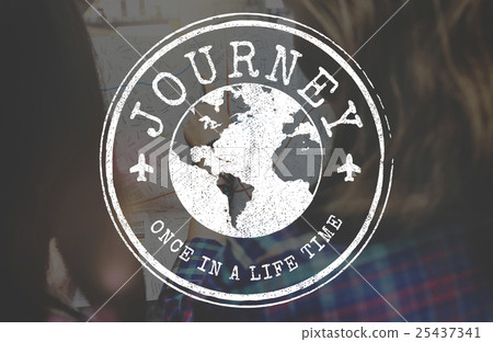 Jouney Travel World Stamp Concept 25437341