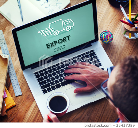 Import Export Shipment Truck Graphic Concept Import Export Shipment Truck Graphic Concept 25437389