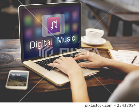Digital Music Streaming Multimedia Entertainment Online Concept 25438054
