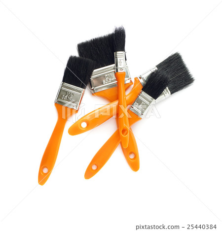 Pile of Paint brushes over isolated white 25440384