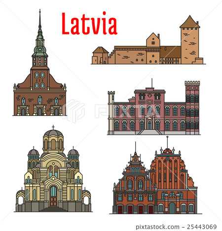 Latvia famous historic architecture icons Latvia famous historic architecture icons 25443069