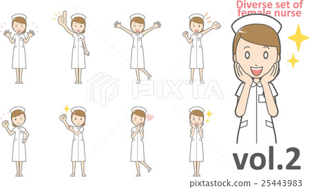 戴著護士帽的白色護士護士穿著vol.2（設置各種面部表情和姿勢） 25443983