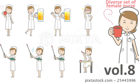 戴護士帽vol.8的白色護士護士（設置各種各樣的面部表情和姿勢） 25443996