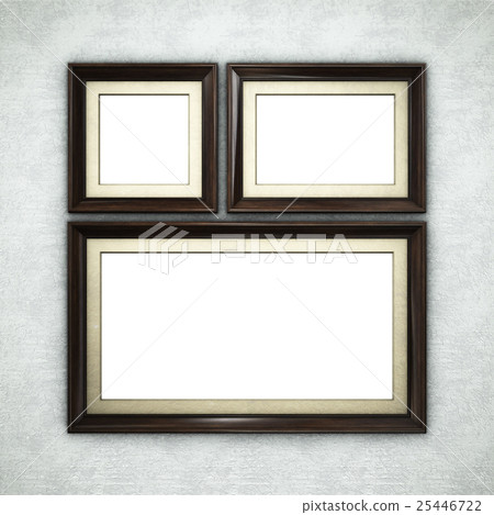 Wooden frame on wallpaper Wooden frame on wallpaper 25446722