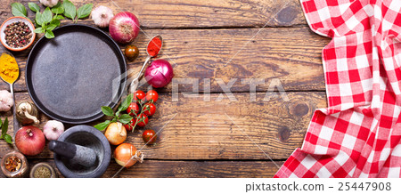 empty pan with products for cooking 25447908