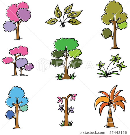 Doodle of tree style collection Doodle of tree style collection 25448136