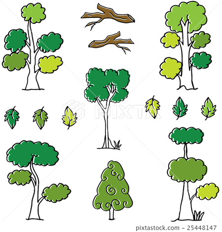 Doodle of tree set different collection Doodle of tree set different collection 25448147