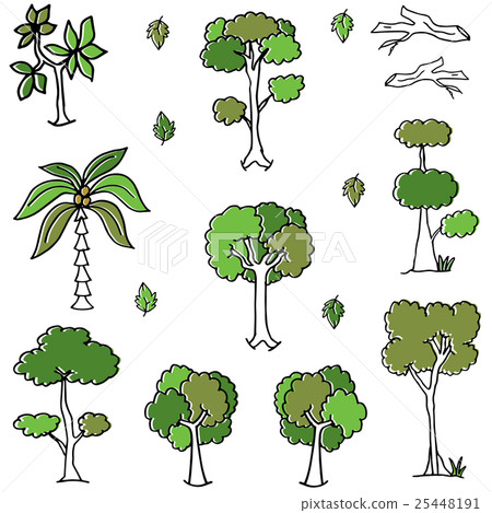 Doodle of tree collection set Doodle of tree collection set 25448191