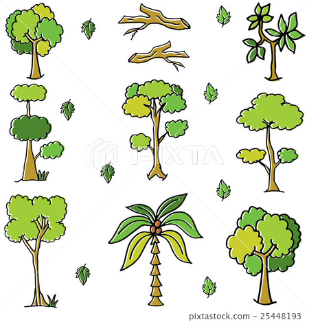 Green tree and leaf doodles 25448193