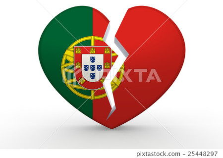 Broken white heart shape with Portugal flag Broken white heart shape with Portugal flag 25448297